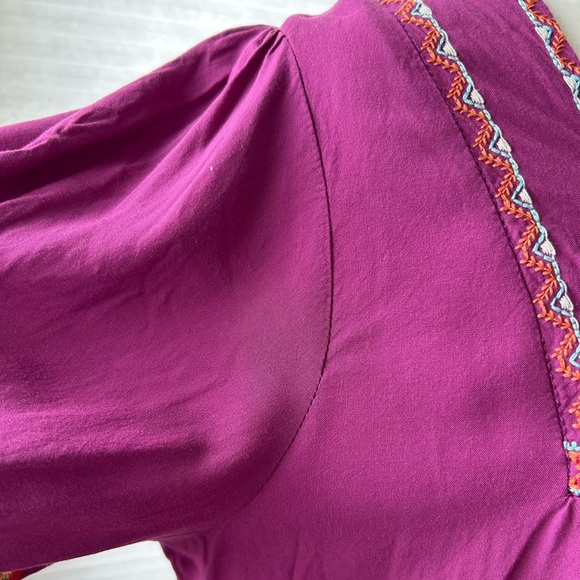Savanna Jane Shirt Embroidery Floral Purple Women's Top Festival Boho Size Med - Picture 6 of 10